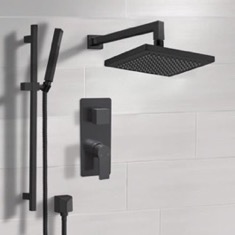 Matte Black Rain Shower System with Handheld, Rain Shower Head, Shower Faucet Set